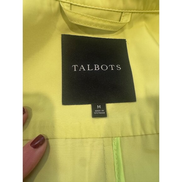 Talbots Womens Yellow Lime Greem Raincoat Jacket M Water-Resistant Lightweight - Picture 6 of 12